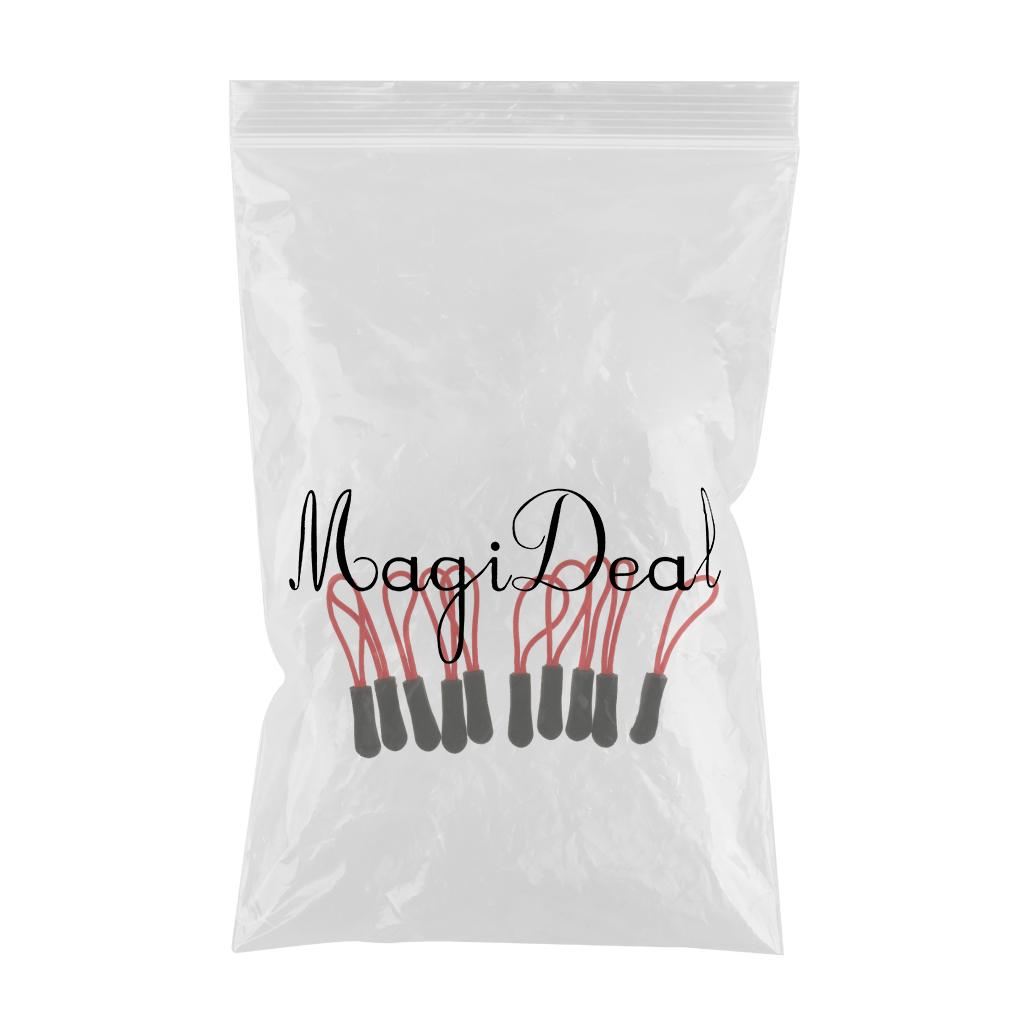 100Pcs Zipper Pulls Replacement Zip Cord Puller Slider Jacket Backpack Red