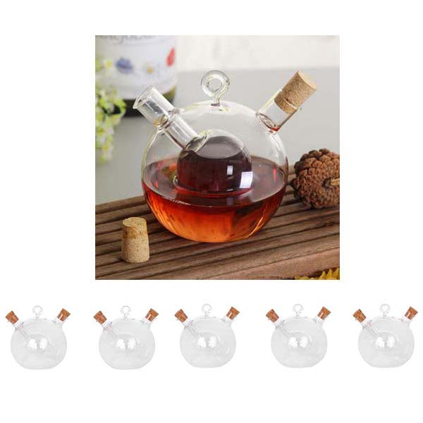 5x 2-Outlet Glass Olive Oil Jar Vinegar Bottle Pot Kitchen Sauce Dispenser