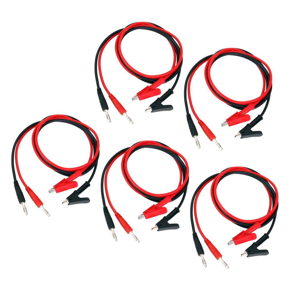 10 Pieces 15A 4mm Banana Plug to Alligator Clip Clamp Test Probe Cable Lead
