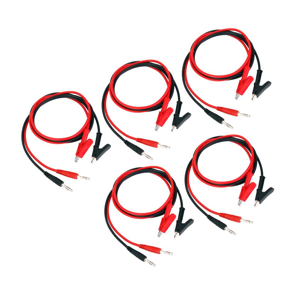 10 Pieces 15A 4mm Banana Plug to Alligator Clip Clamp Test Probe Cable Lead