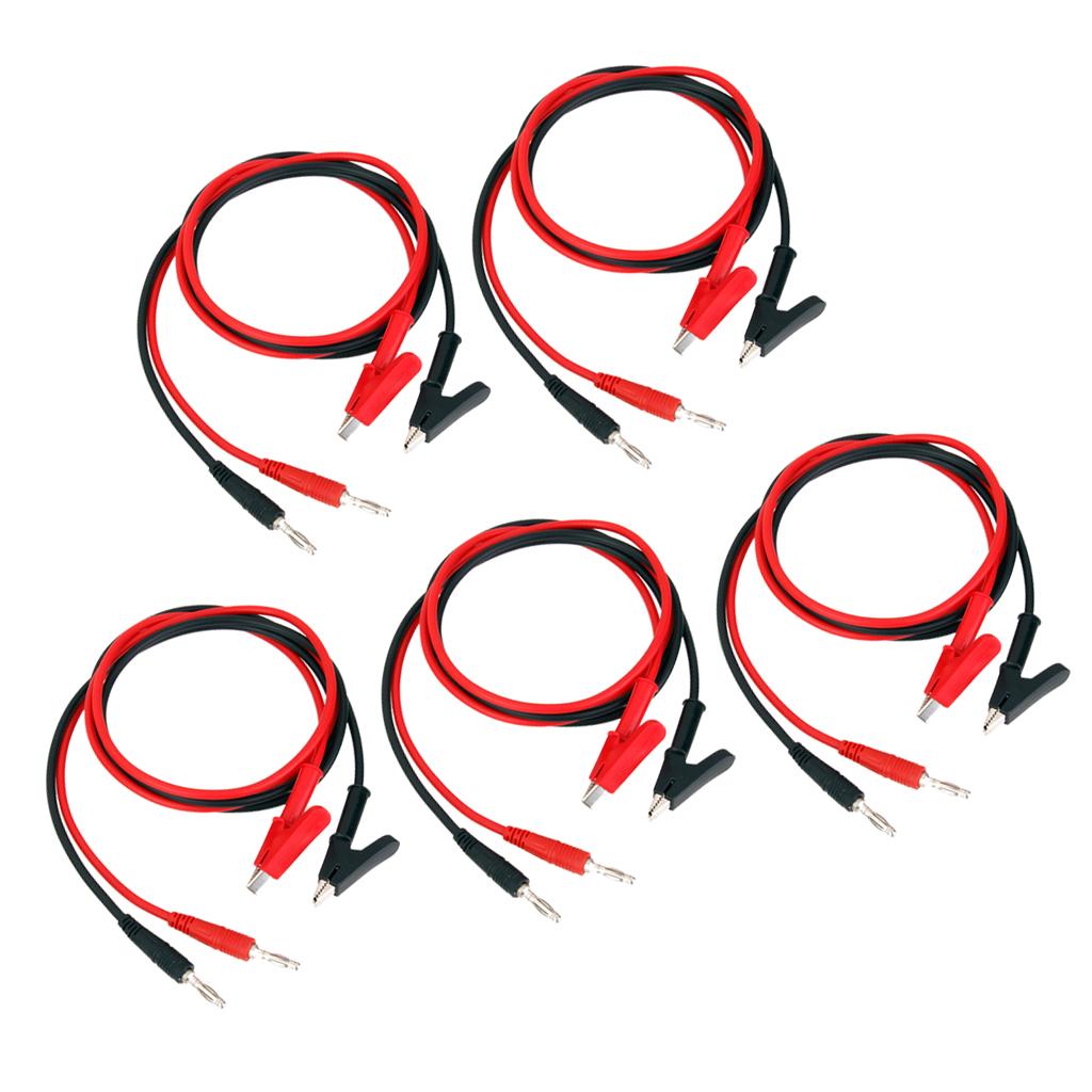 10 Pieces 15A 4mm Banana Plug to Alligator Clip Clamp Test Probe Cable Lead