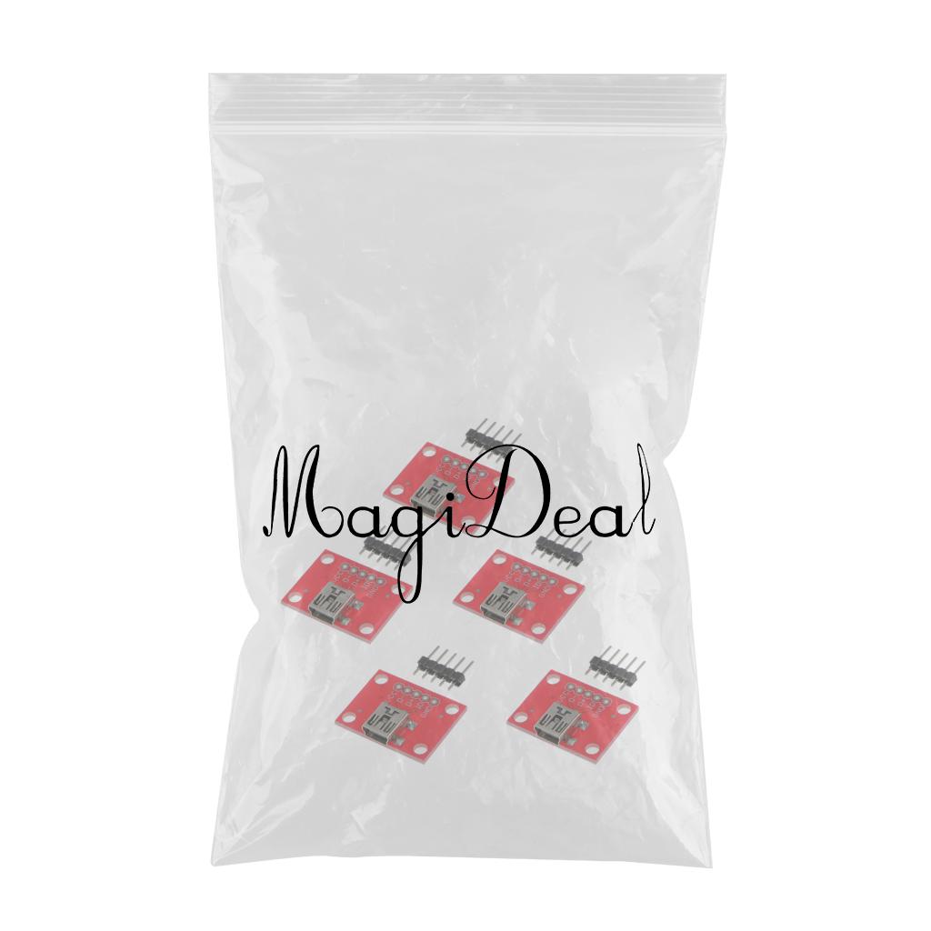 5 Pieces USB Mini-B Female Breakout Board Power Charging Converter Module