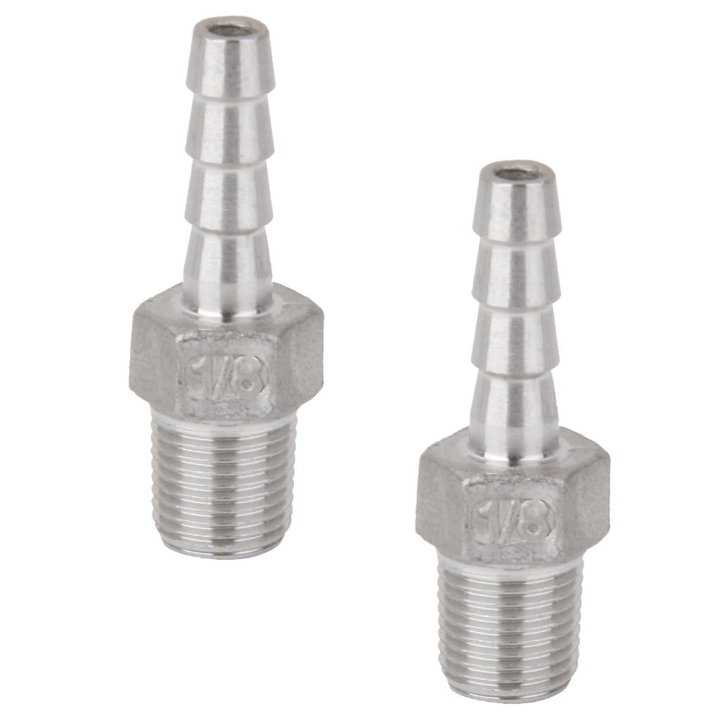2 Pieces 1/8x6mm Male Thread Pipe Fitting Barb Hose Tail Connector"