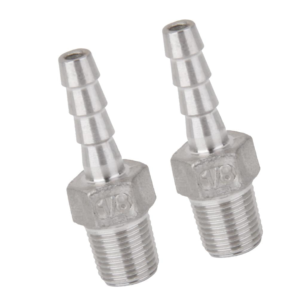 2 Pieces 1/8x6mm Male Thread Pipe Fitting Barb Hose Tail Connector"