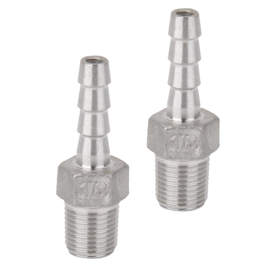 2 Pieces 1/8x6mm Male Thread Pipe Fitting Barb Hose Tail Connector"
