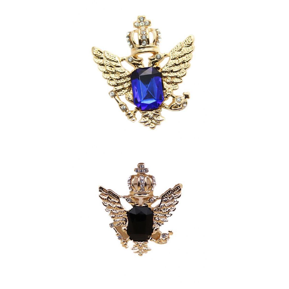 2pcs Fashion Scarf Jewelry Men Corsage Rhinestone Crown Collar Brooch Pins