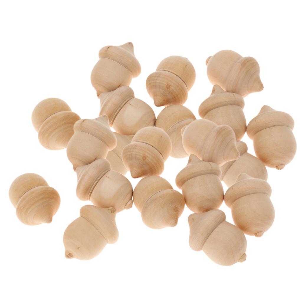 100 Pieces Novelty Waldorf Acorns DIY Unfinished Wood Craft Wedding Decor