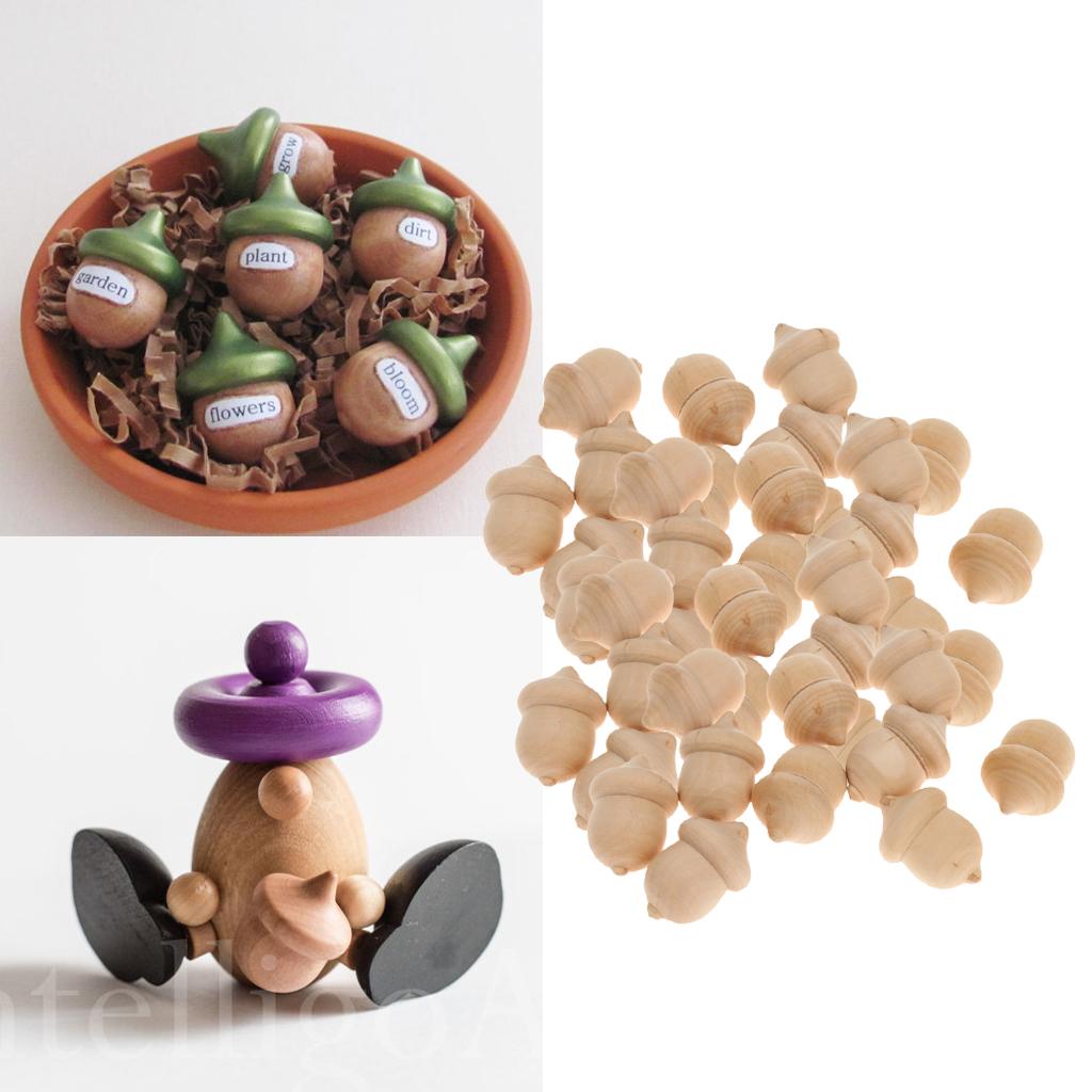100 Pieces Novelty Waldorf Acorns DIY Unfinished Wood Craft Wedding Decor