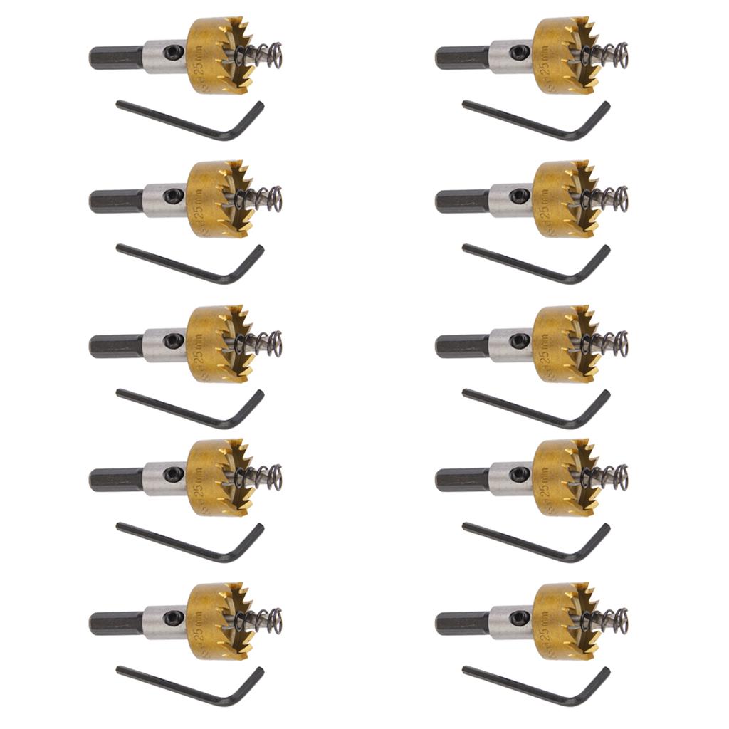 10 Sets 25mm Carbide Tip Drill Bit Cutter for Metal Stainless Steel