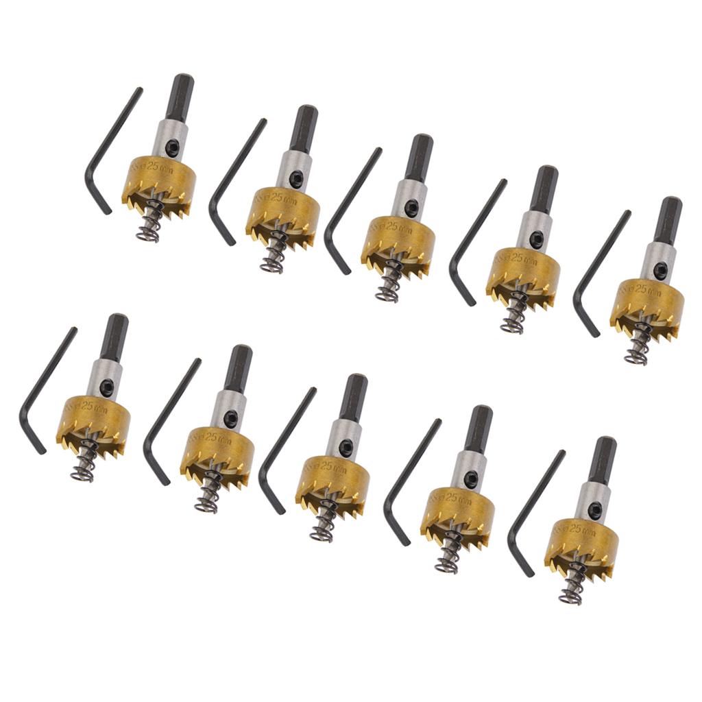 10 Sets 25mm Carbide Tip Drill Bit Cutter for Metal Stainless Steel