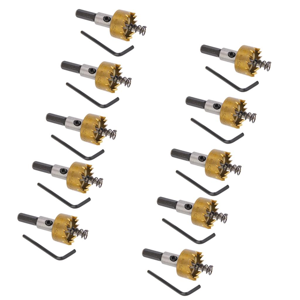 10 Sets 25mm Carbide Tip Drill Bit Cutter for Metal Stainless Steel