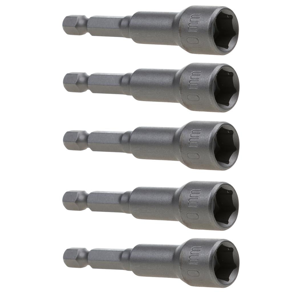 5 Piece 10mm Hex Socket Sleeve Nozzles Magnetic Nut Driver Drill Bit Tools