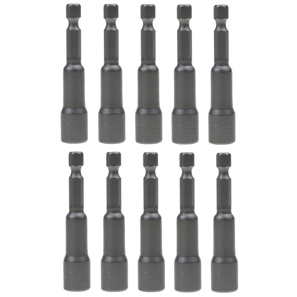 10 Pieces 7mm Hex Socket Sleeve Nozzles Magnetic Nut Driver Drill Bit Tools