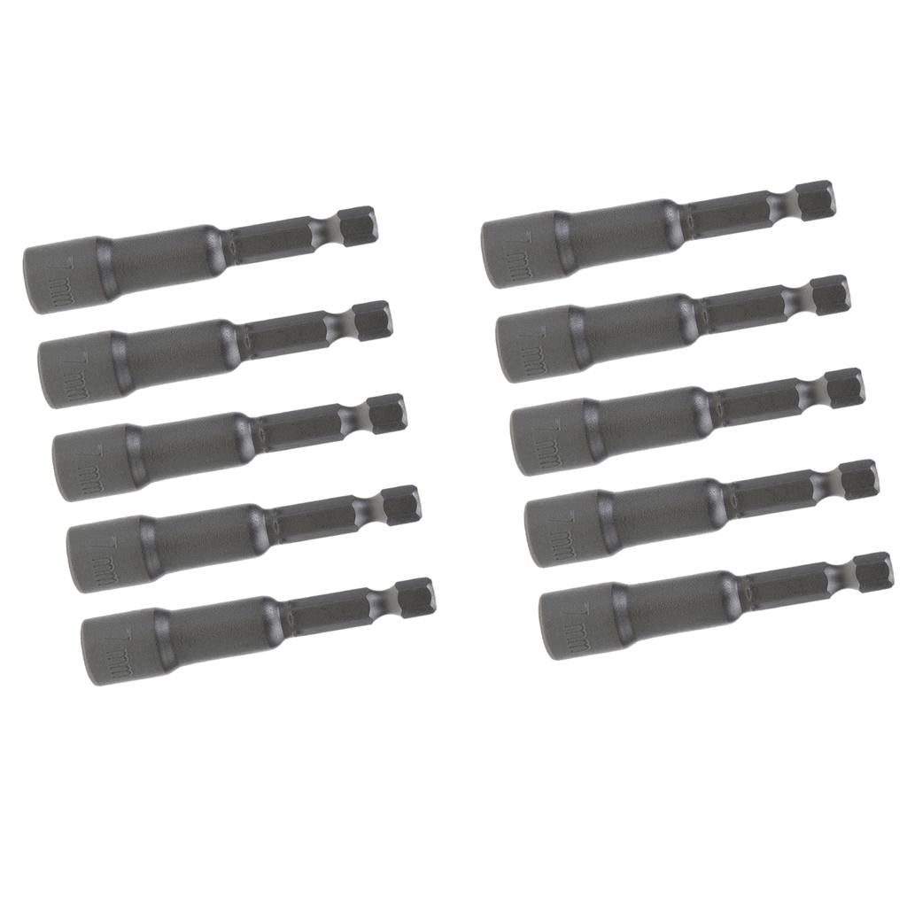 10 Pieces 7mm Hex Socket Sleeve Nozzles Magnetic Nut Driver Drill Bit Tools