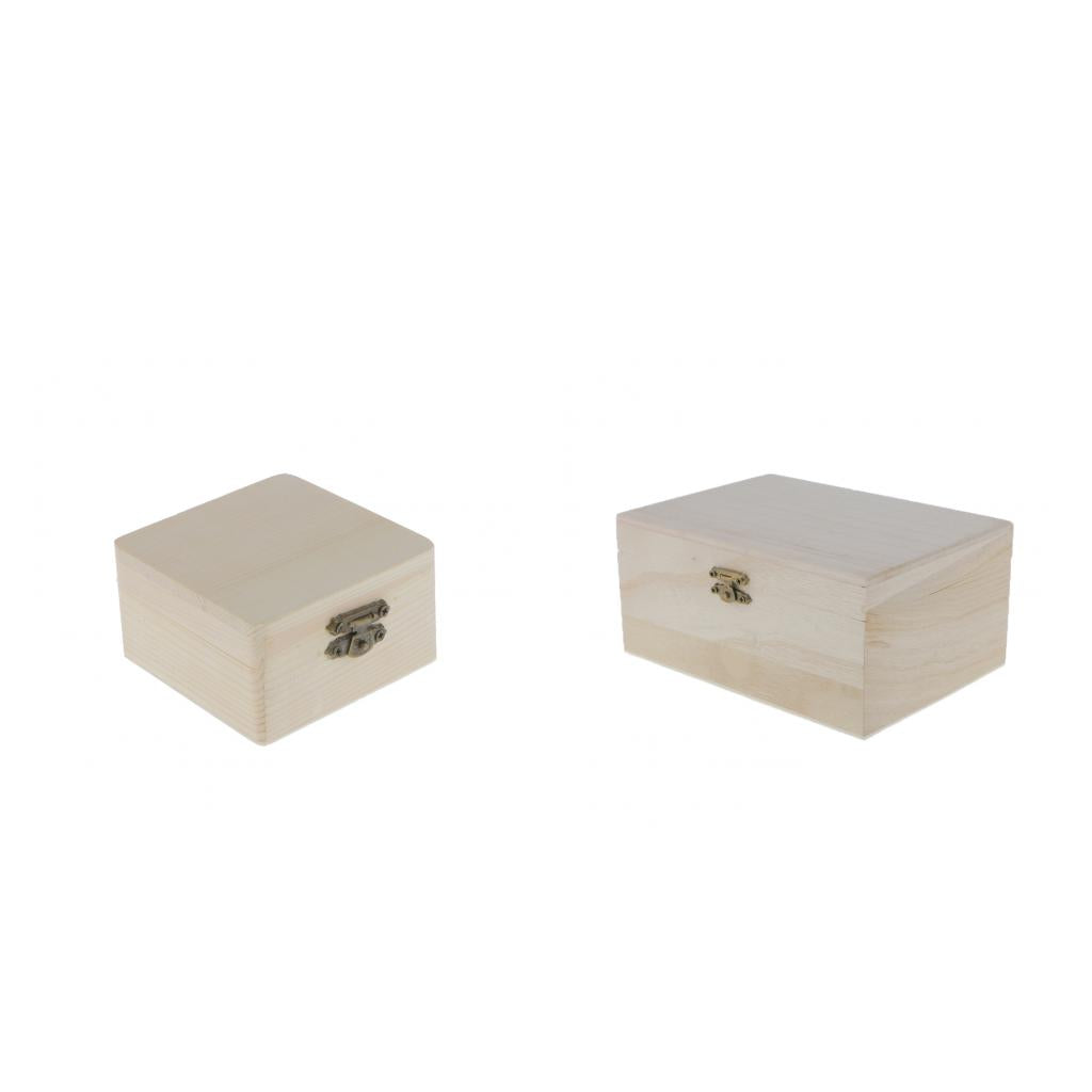 2pcs Handmade Vintage Wood Box Unfinished Wooden Box Jewelry Storage Boxes