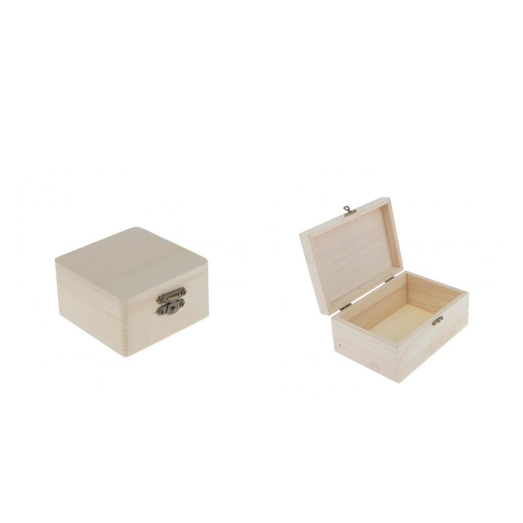 2pcs Handmade Vintage Wood Box Unfinished Wooden Box Jewelry Storage Boxes