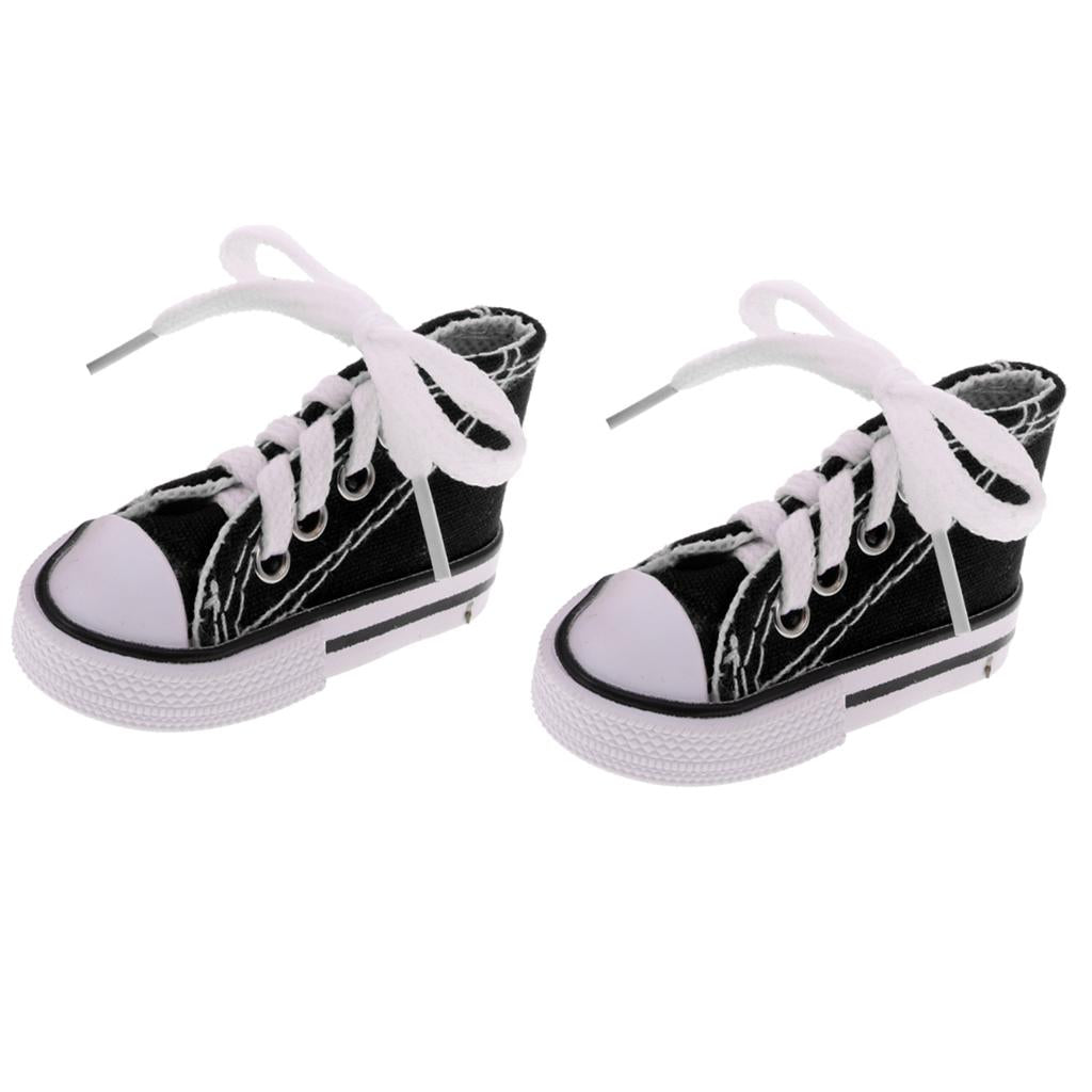 2 Pair Lace Up High Top Canvas Shoes for 1/4 BJD Dolls Accessory Black