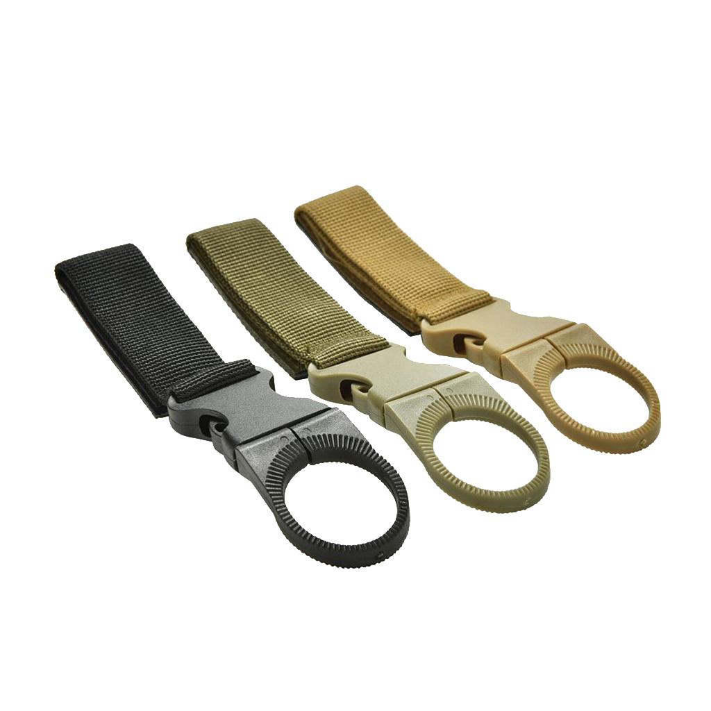 3 Pieces Nylon Molle Hanging Strap Webbing Buckles Clips Bottle Hooks Belt