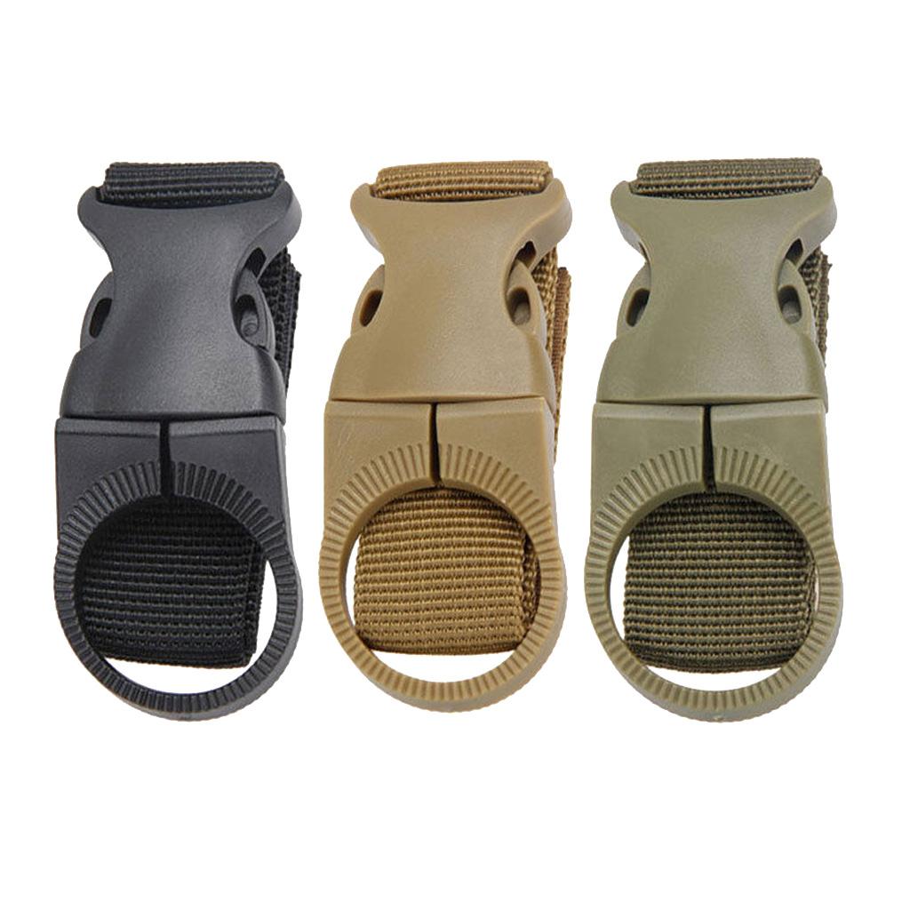3 Pieces Nylon Molle Hanging Strap Webbing Buckles Clips Bottle Hooks Belt