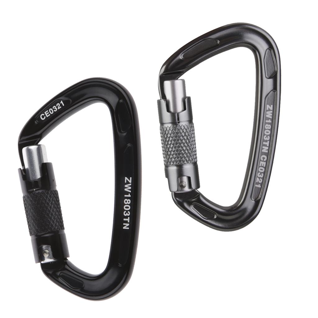 24KN Self-locking Aluminum Carabiner Keychain Mountaineering Climbing Buckle