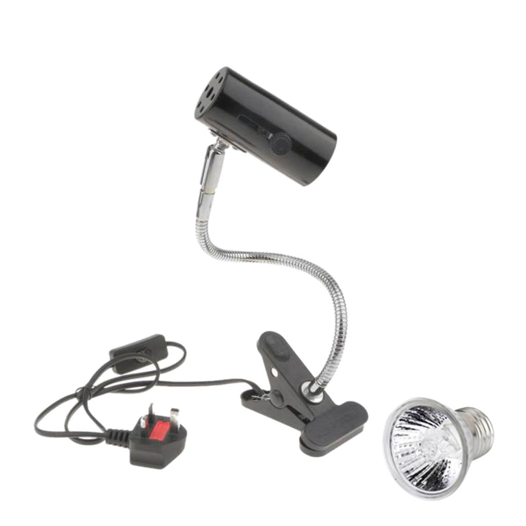 220V Reptile Lamp UVB/UVA Basking Light Halogen Bulb E27 UK Plug Black 100W