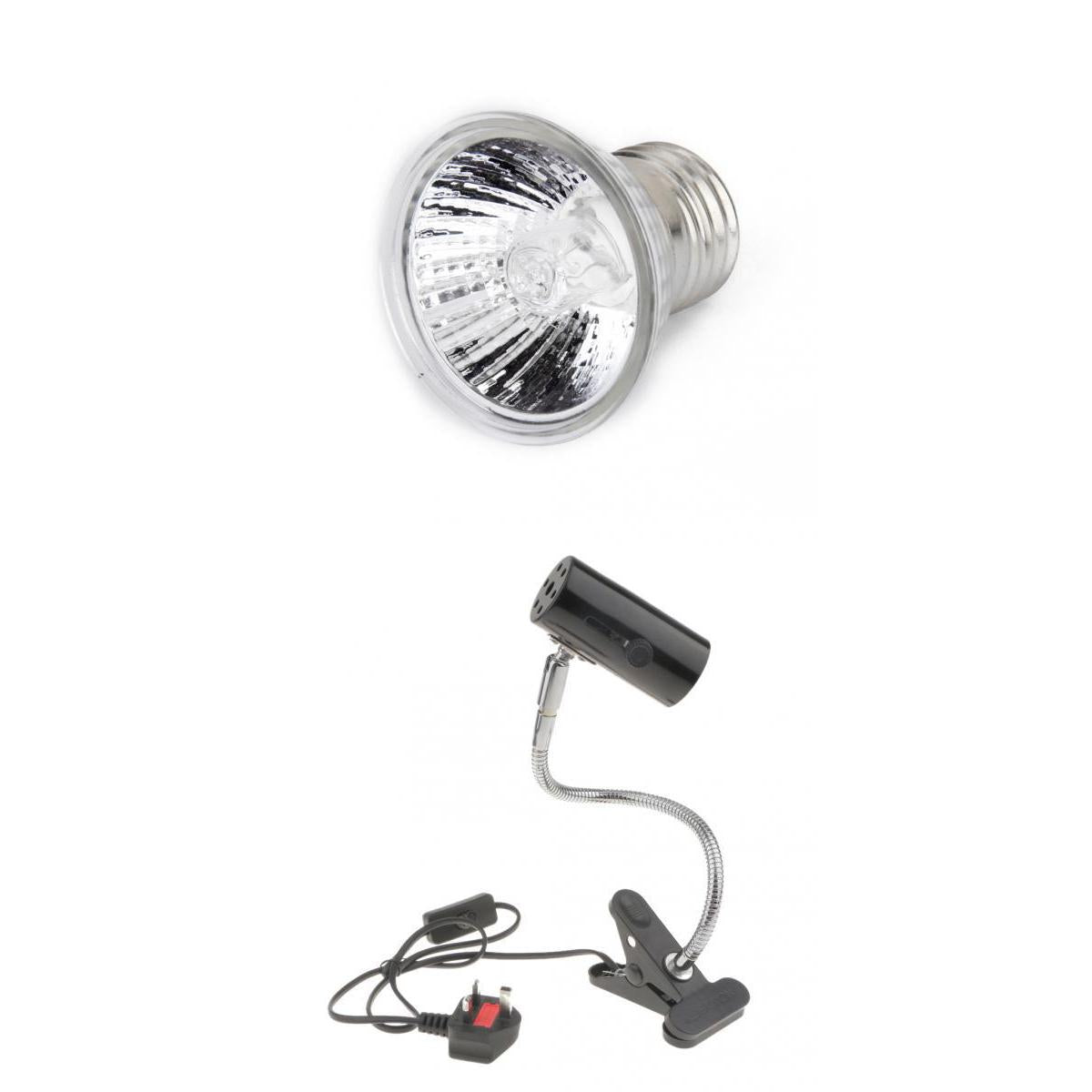 220V Reptile Lamp UVB/UVA Basking Light Halogen Bulb E27 UK Plug Black 100W