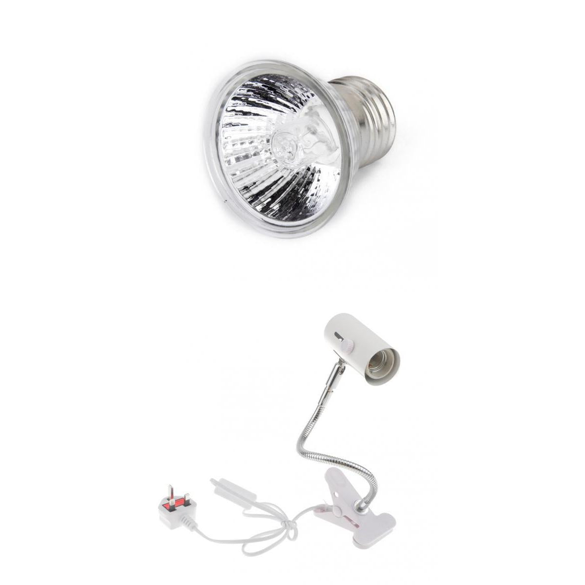 220V Reptile Lamp UVB/UVA Basking Light Halogen Bulb E27 UK Plug White 100W