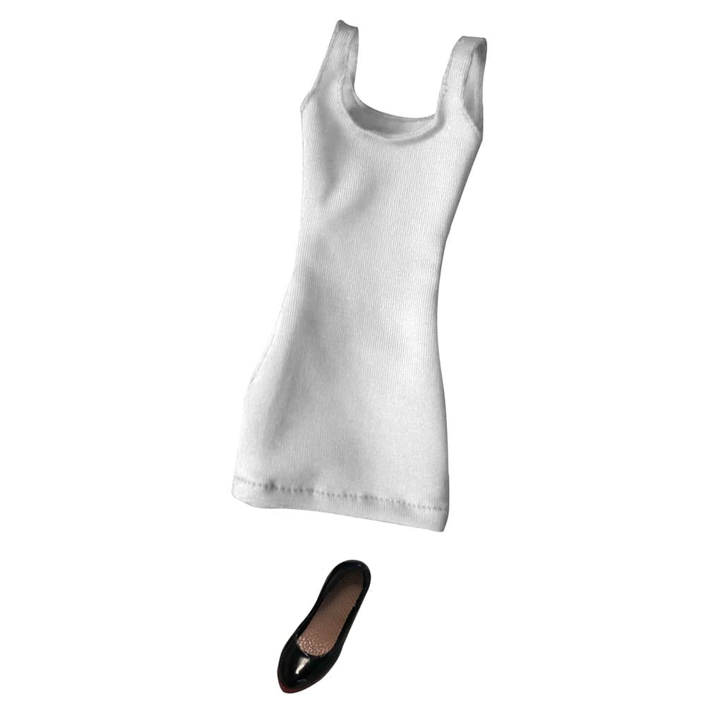 1/6 Vest Skirt Dress + High Heels for 12 Female Action Figure Body White"