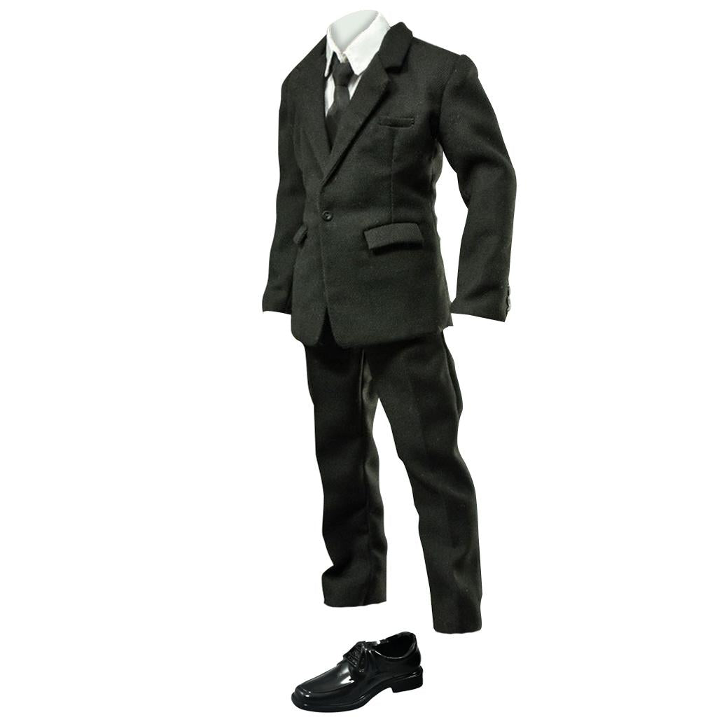 1/6 Scale Black Businessman Formal Suit & Shoes for 12 Inch Action Figure