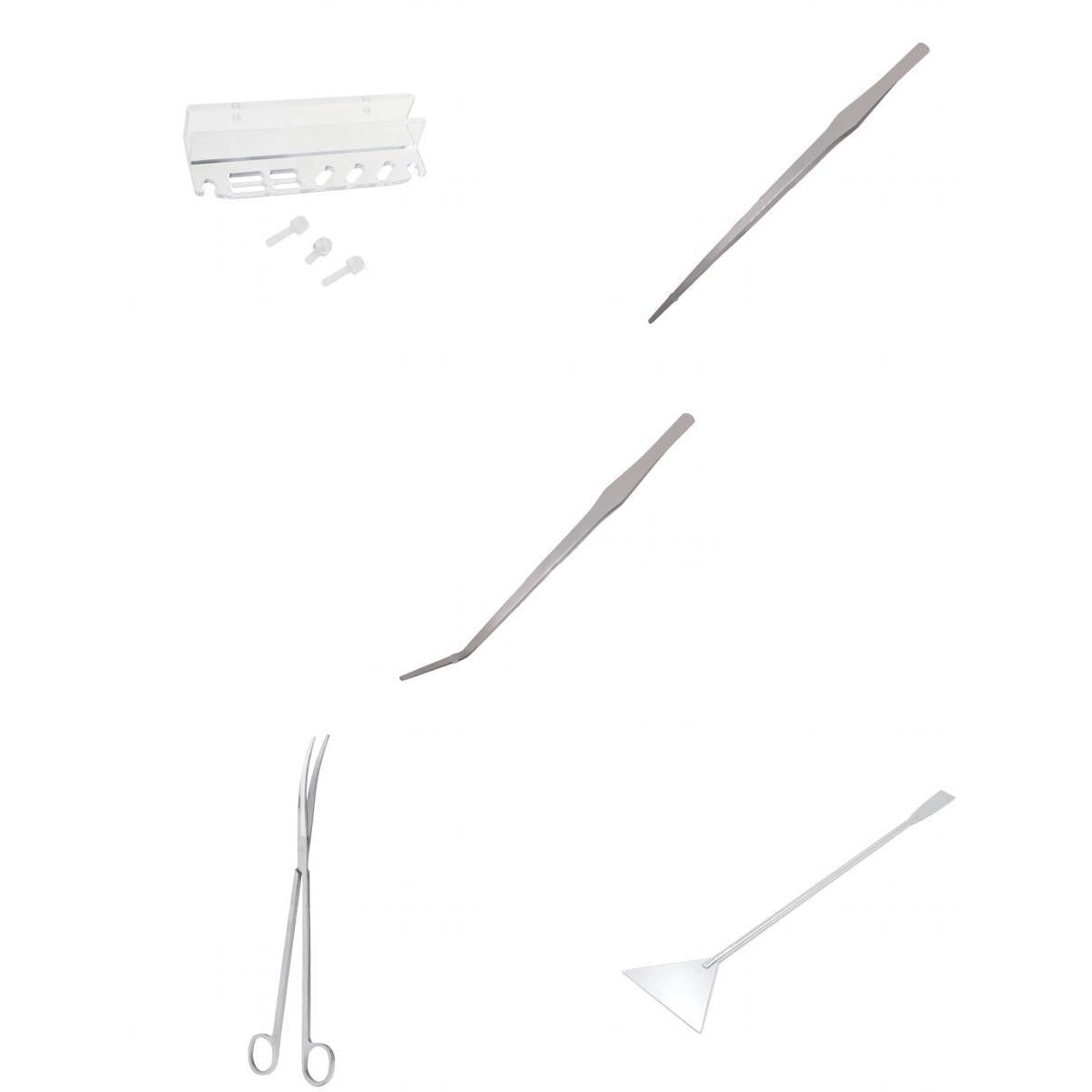 5-Piece Aquarium Plant Tools Substrate Spatula Tweezers Scissors Kits Holder