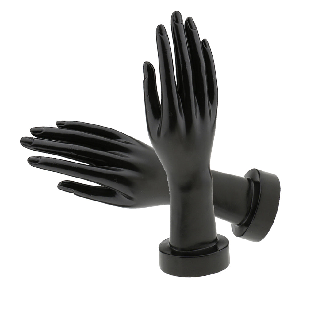 2 Pieces Female Mannequin Hand for Jewelry Bracelet Ring Glove Display Black