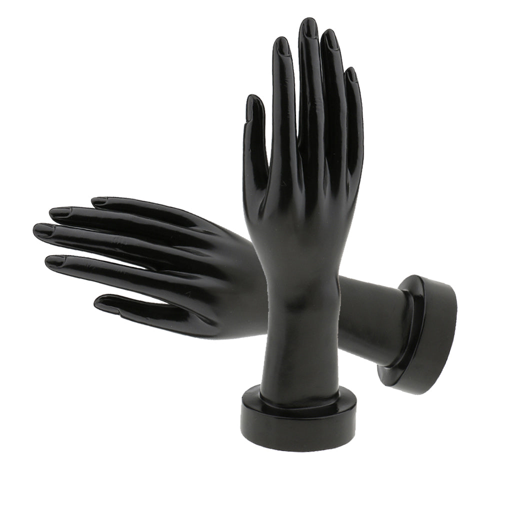 2 Pieces Female Mannequin Hand for Jewelry Bracelet Ring Glove Display Black
