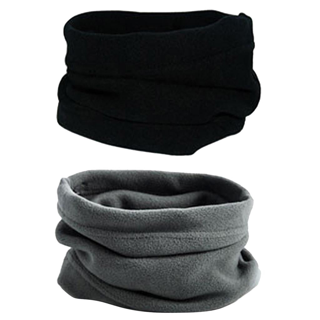 2Pieces Trendy Polar Fleece Neck Warmer Comfy Snood Scarf Ski Motorbike Mask