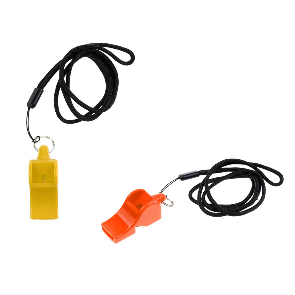 2 Pieces Plastic Whistle with Lanyard for Emergency Survival Marine Safety