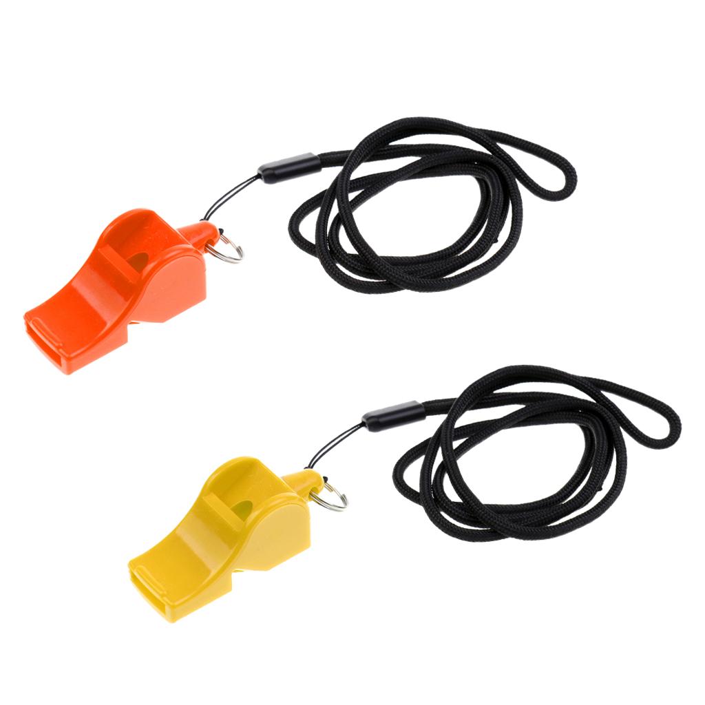 2 Pieces Plastic Whistle with Lanyard for Emergency Survival Marine Safety