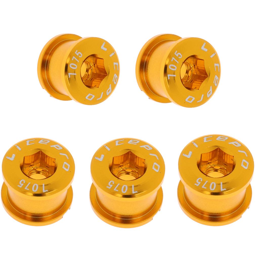 5Pcs Bike Chainwheel Bolt Bicycle Single Chain Wheel Crank Arm Screw Gold