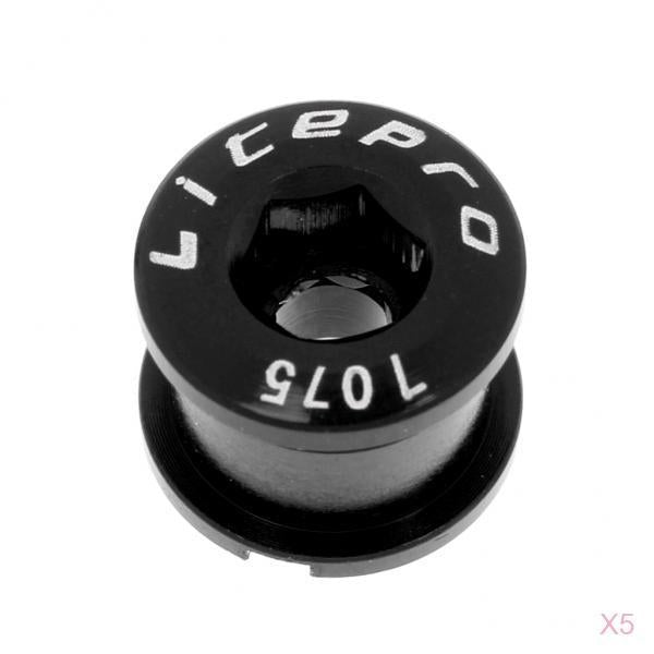5Pcs Bike Chainwheel Bolt Bicycle Single Chain Wheel Crank Arm Screw Black