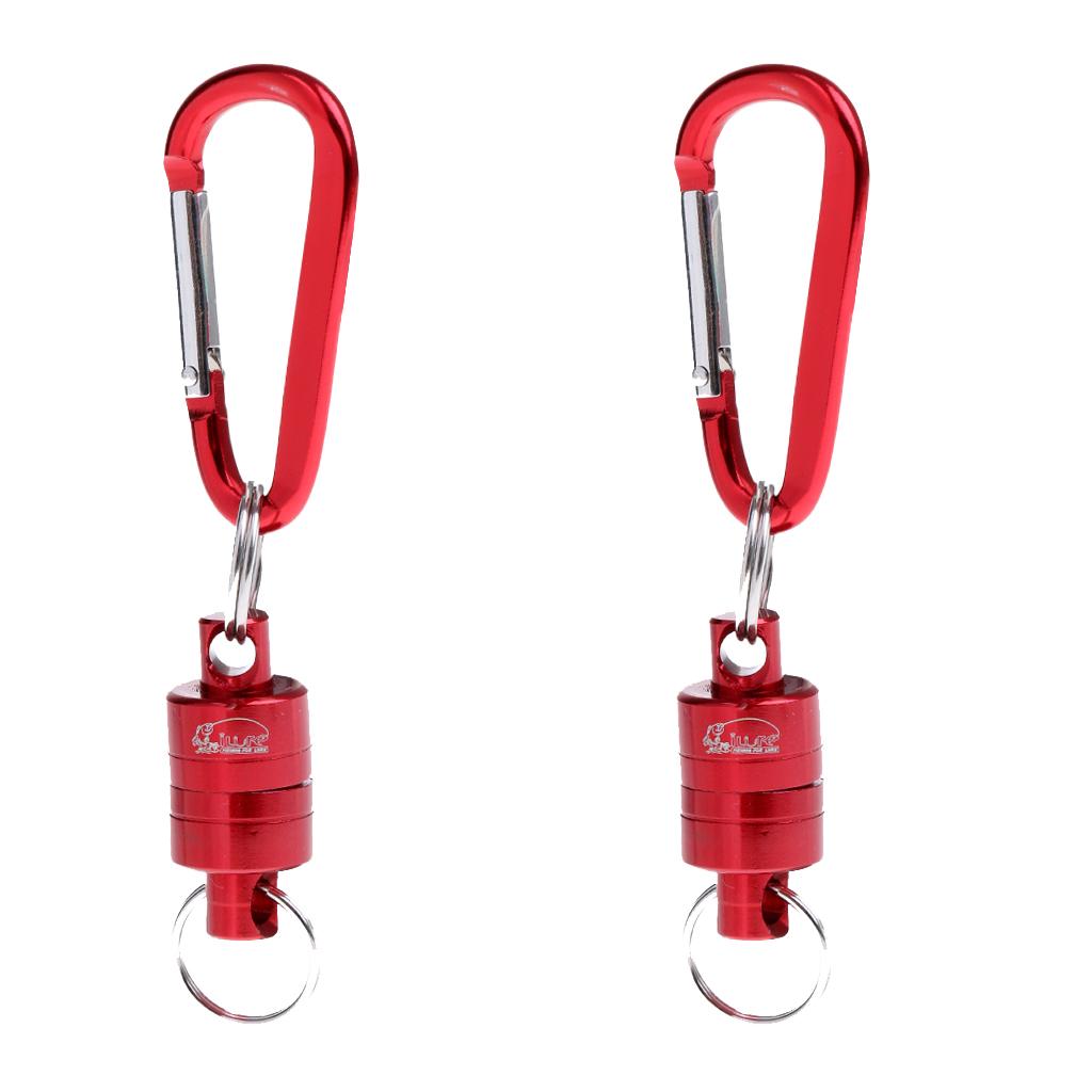 2 Pieces Magnetic Release Clip Landing Net Holder Fly Fishing Tool Red