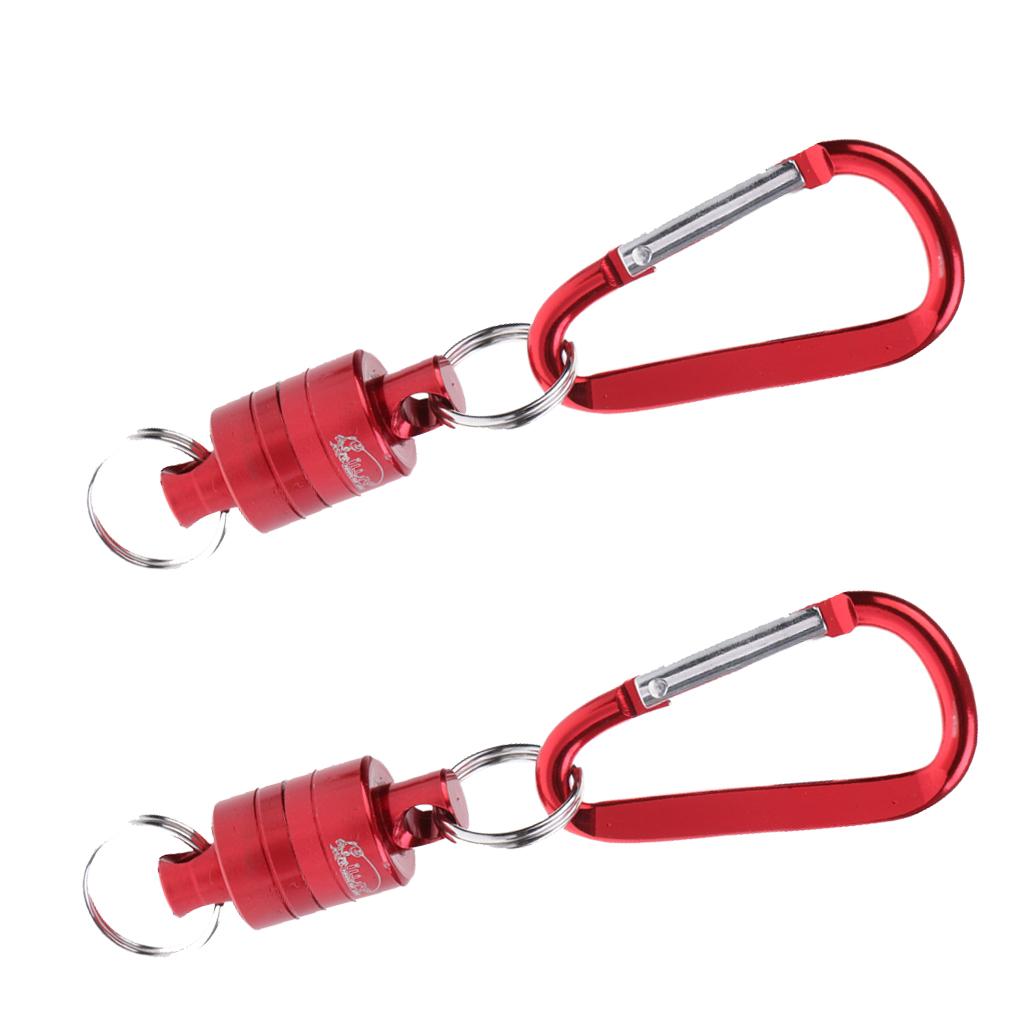 2 Pieces Magnetic Release Clip Landing Net Holder Fly Fishing Tool Red