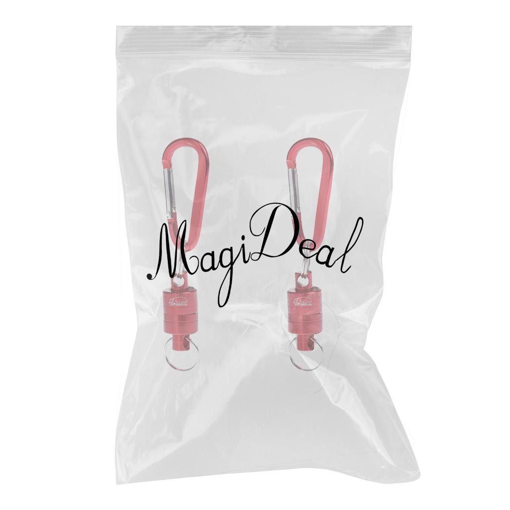 2 Pieces Magnetic Release Clip Landing Net Holder Fly Fishing Tool Red