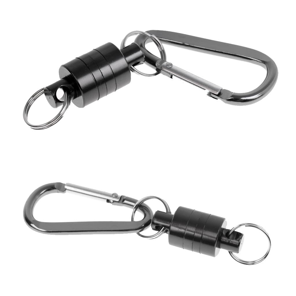 2 Pieces Magnetic Release Clip Landing Net Holder Fly Fishing Tool Gray