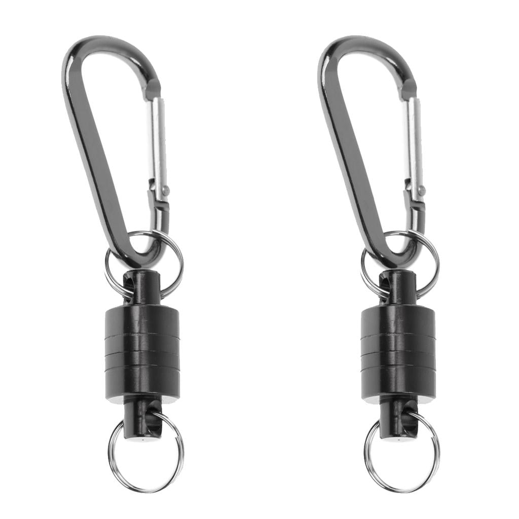 2 Pieces Magnetic Release Clip Landing Net Holder Fly Fishing Tool Gray