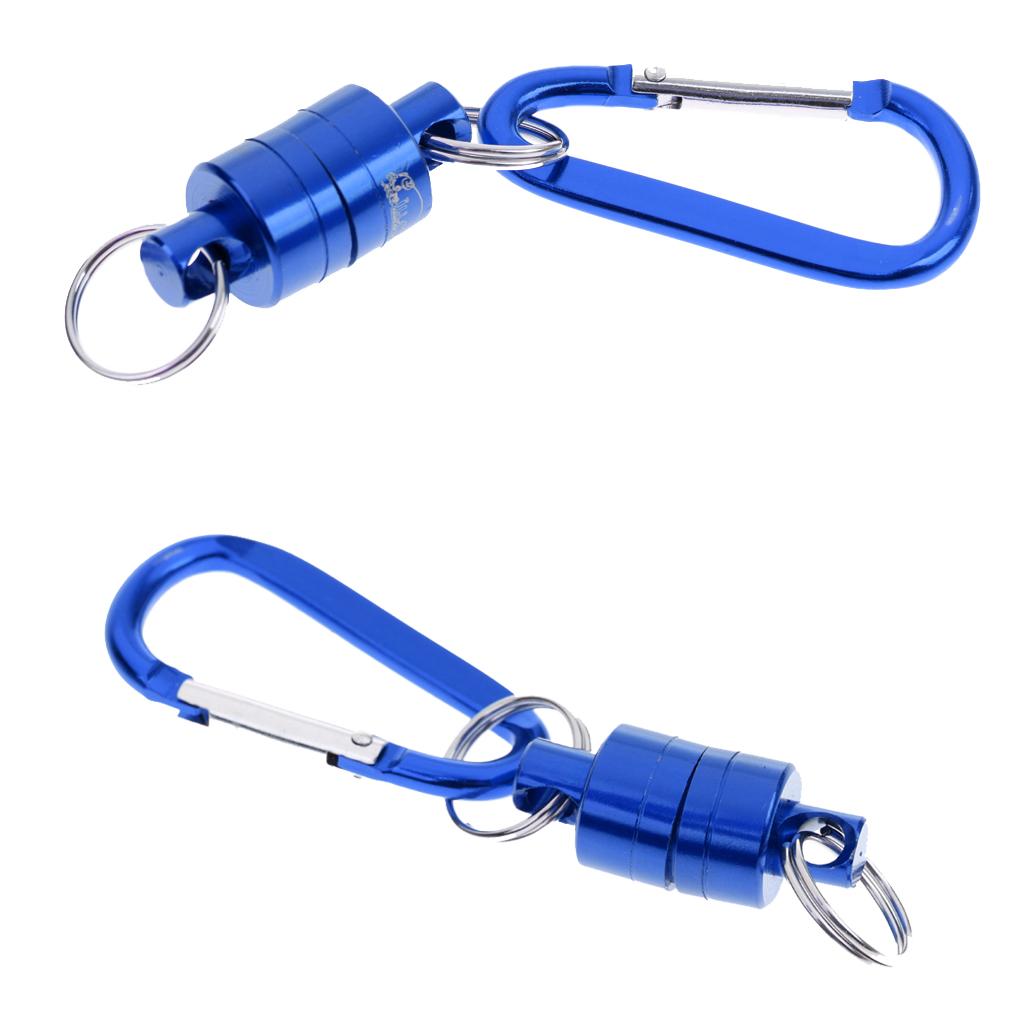 2 Pieces Magnetic Release Clip Landing Net Holder Fly Fishing Tool Blue