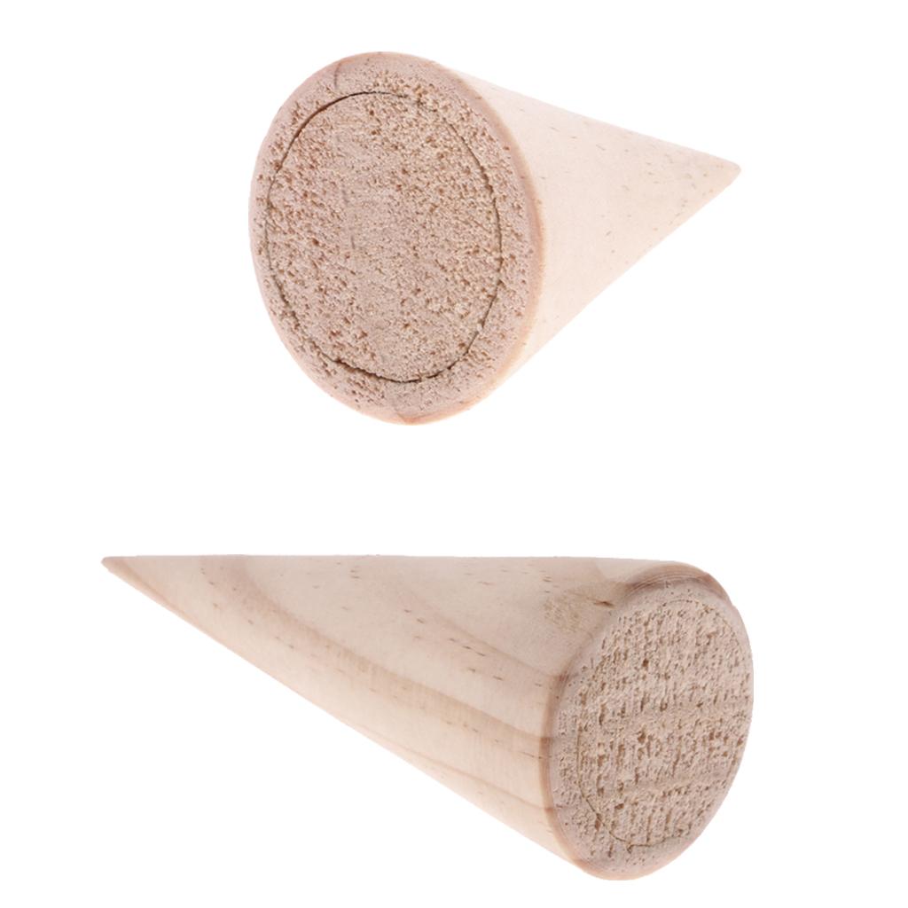 4 Pieces Unpainted Cone Wooden Ring Jewelry Display Stand Holder Organizer
