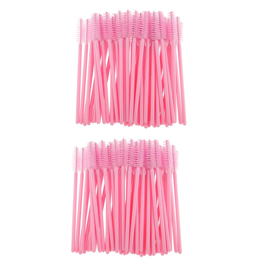 100 Pieces Disposable Eyelash Mascara Wands Applicator Makeup Brush Pink