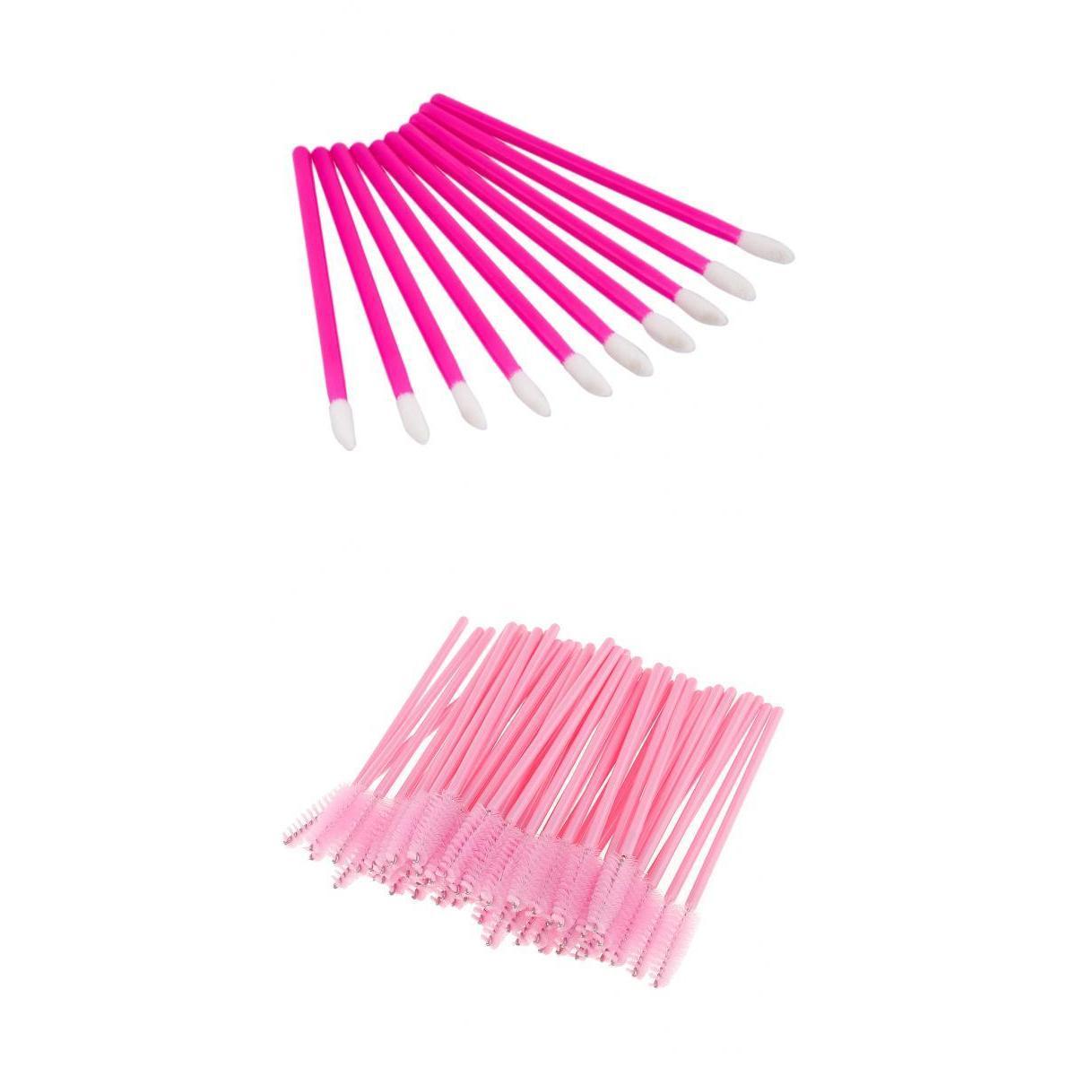 50 Pieces Disposable Lip Gloss Brushes + 50 Pieces Eyelash Mascara Wands