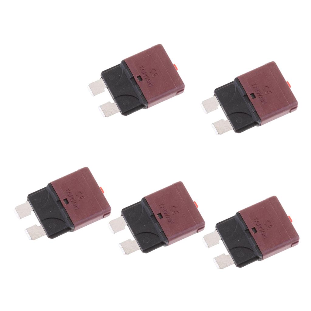 5Pieces 28V/10A Auto Marine Resettable Mini Blade Fuse Circuit Breaker Blade