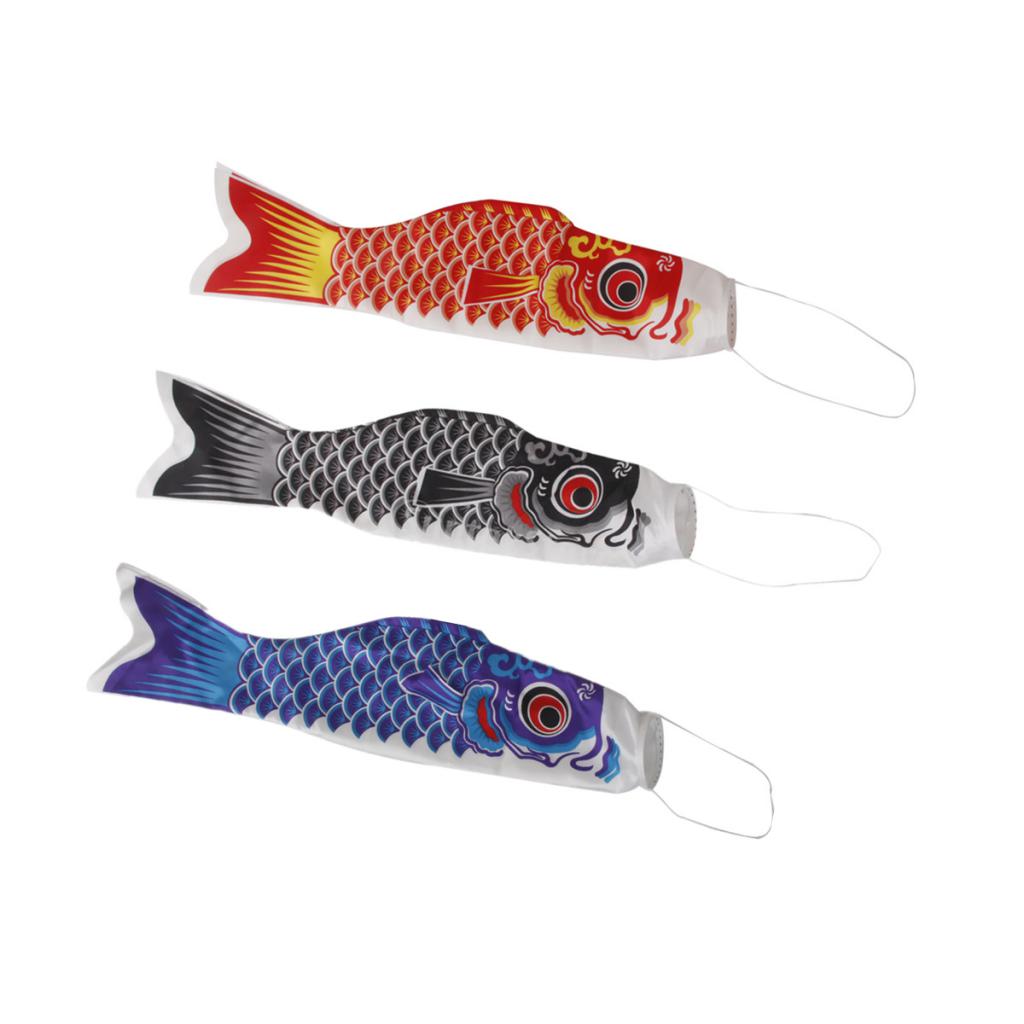 3 Pieces 40cm Japanese Windsock Carp Flag Koi Nobori Sailfish Wind Streamer