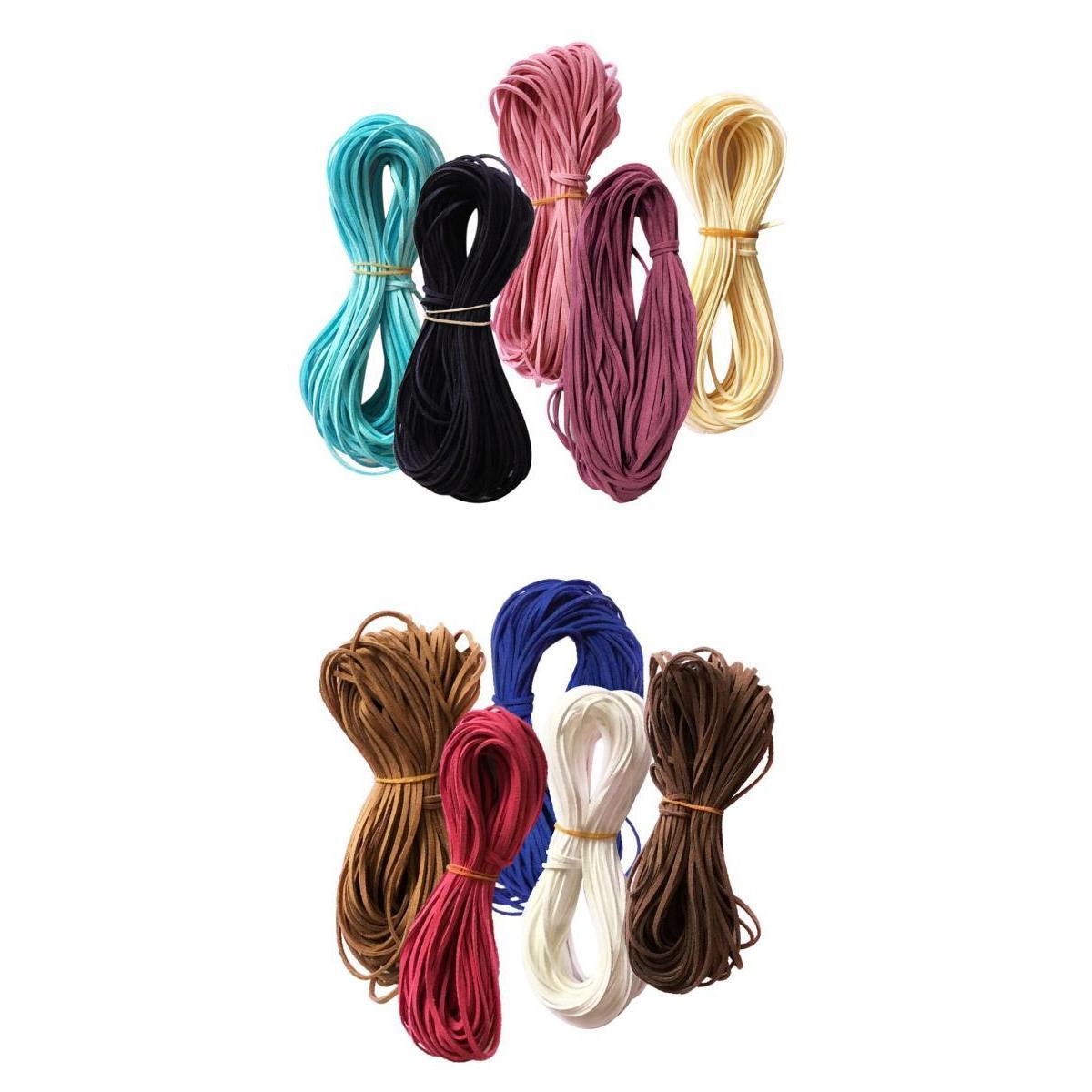 10pcs Flat Faux Suede Korean Velvets Leather Cord String for Jewelry Making
