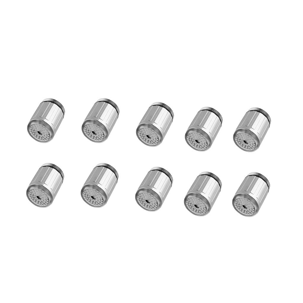 10 Piece Brush Chrome LED Bathroom Faucet Sink Faucet Spray Swivel Basin Tap
